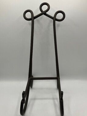 Triple Curl Display Easel Metal Heavy Artwork Plaques Books or Decor Plates 15"H